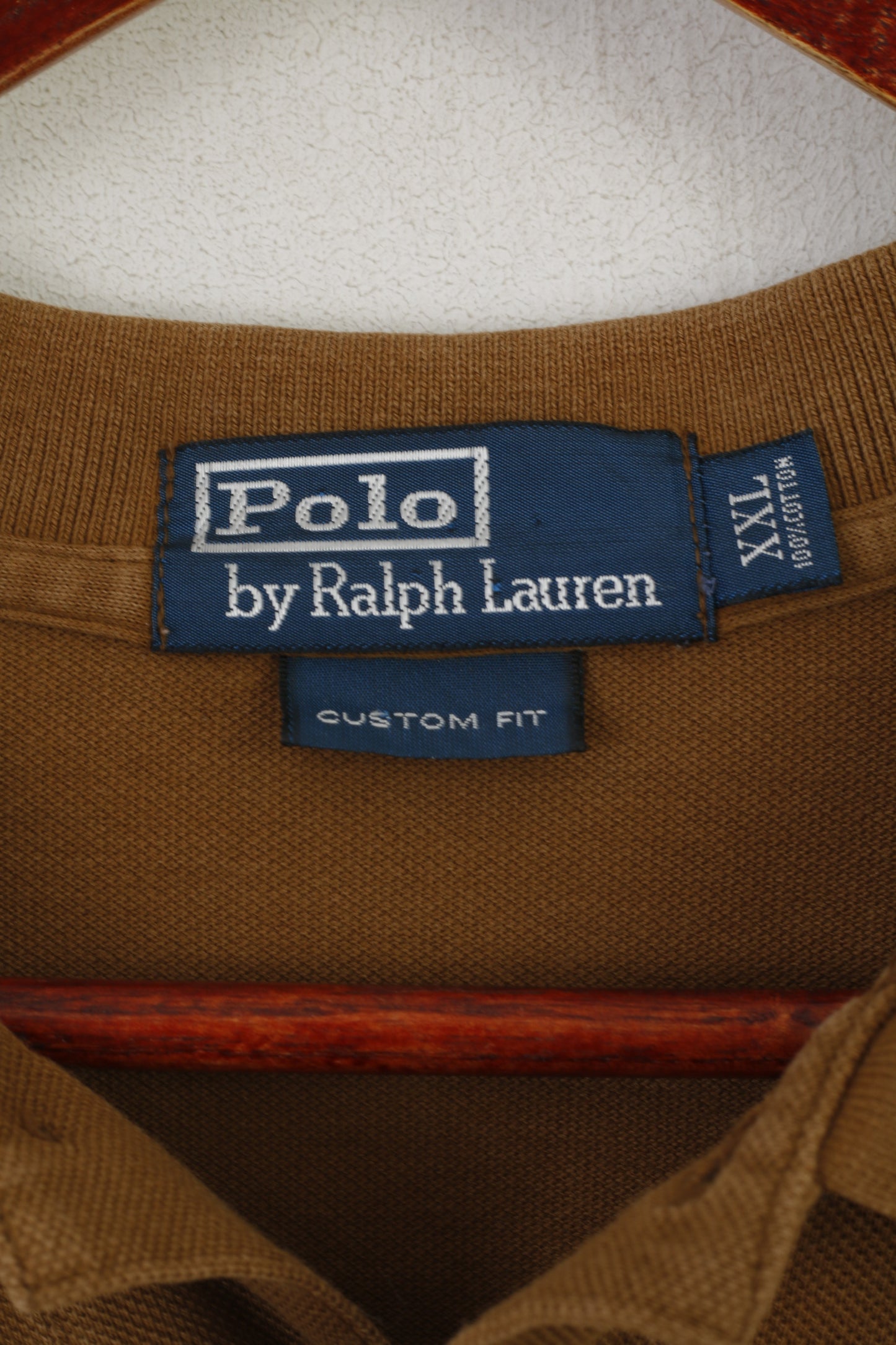 Polo by Ralph Lauren Polo XXL pour homme en coton marron sur mesure à manches longues