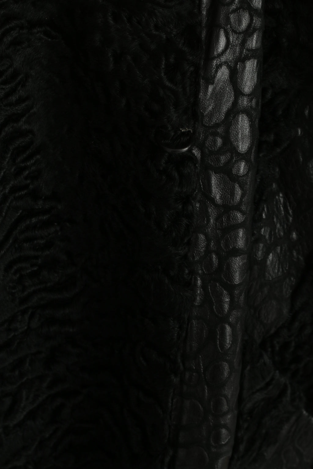 Pelz Greiner Nurnberg Femmes XL Manteau Noir Pelt Fourrure Karakul Cuir vintage Pardessus