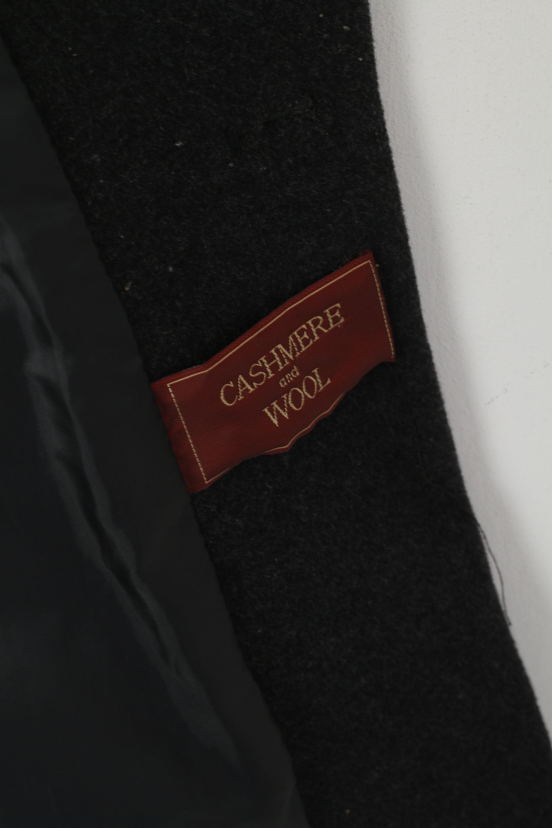 Vintage Women XXL Jacket Oversize Charcoal Wool Cashmere Double Breasted Top