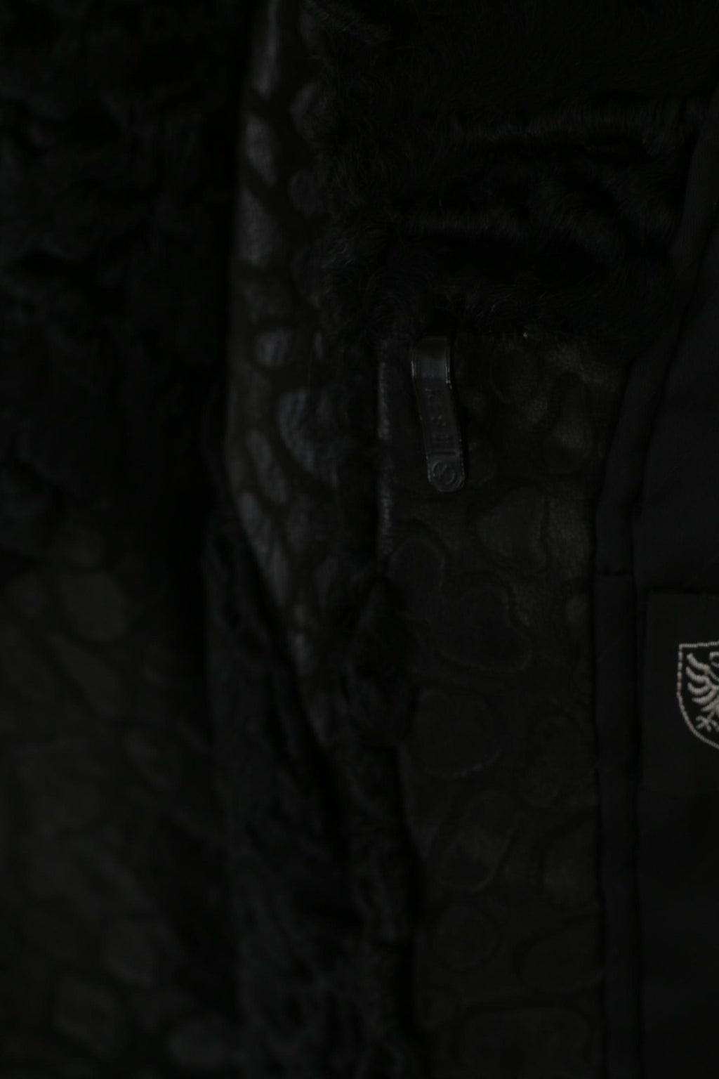 Pelz Greiner Nurnberg Femmes XL Manteau Noir Pelt Fourrure Karakul Cuir vintage Pardessus