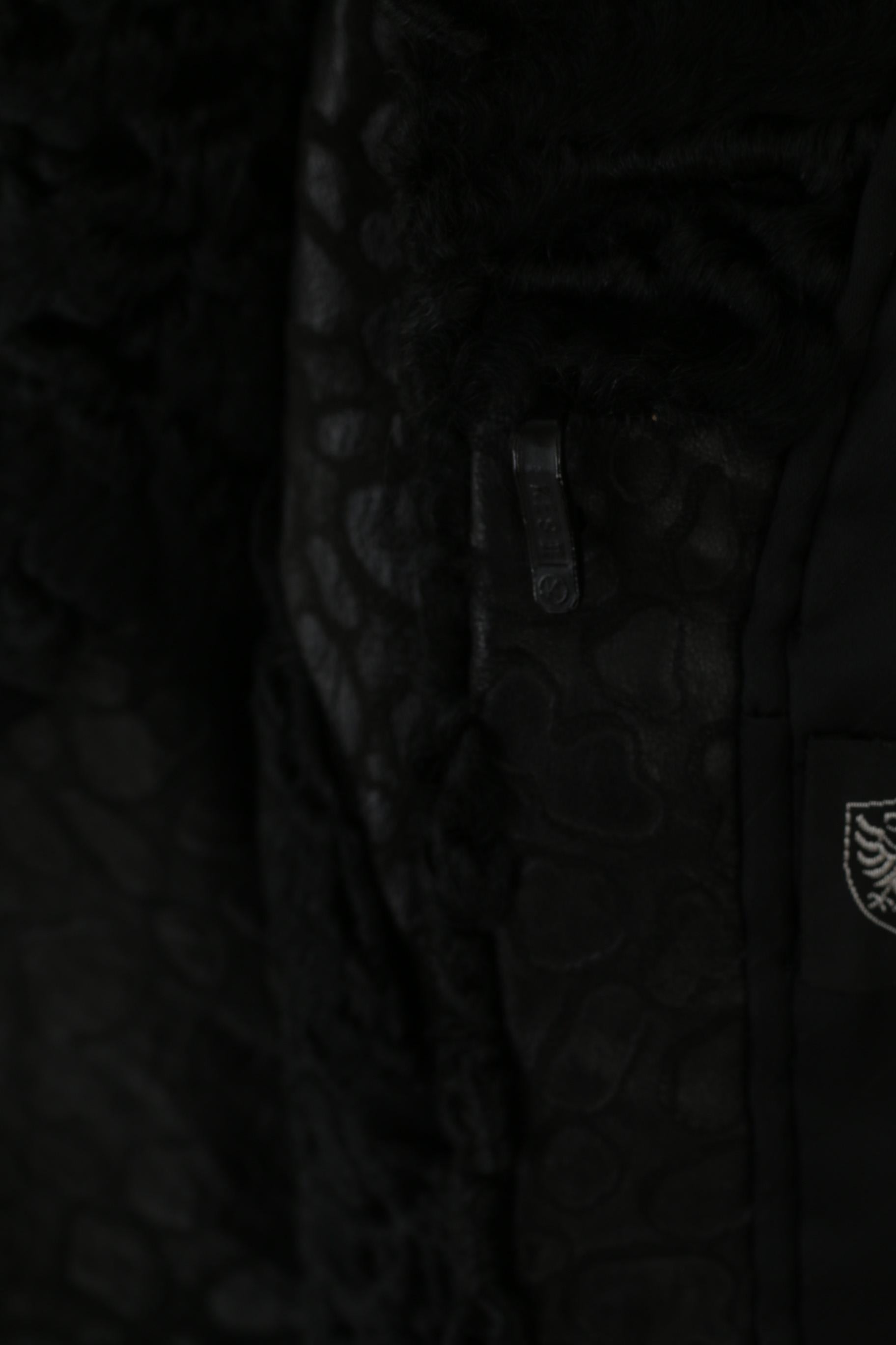 Pelz Greiner Nurnberg Femmes XL Manteau Noir Pelt Fourrure Karakul Cuir vintage Pardessus