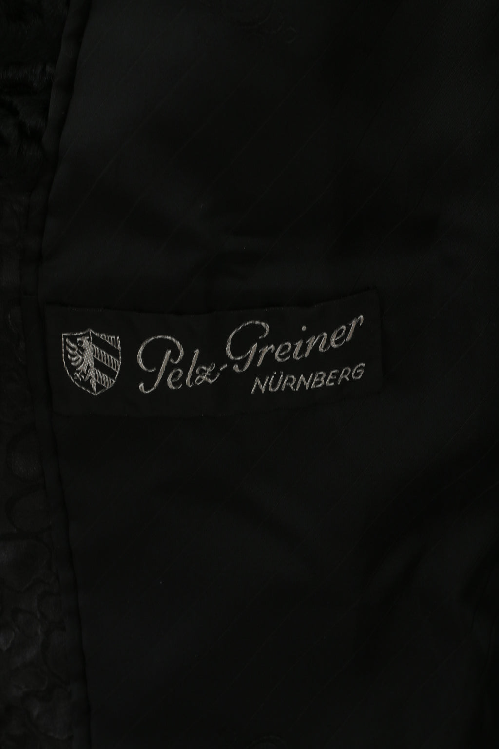 Pelz Greiner Nurnberg Femmes XL Manteau Noir Pelt Fourrure Karakul Cuir vintage Pardessus