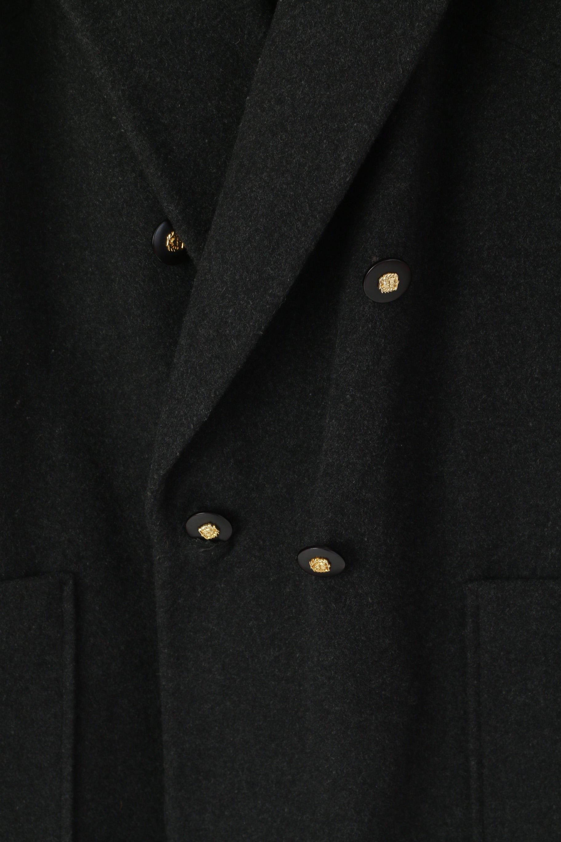 Vintage Women XXL Jacket Oversize Charcoal Wool Cashmere Double Breasted Top