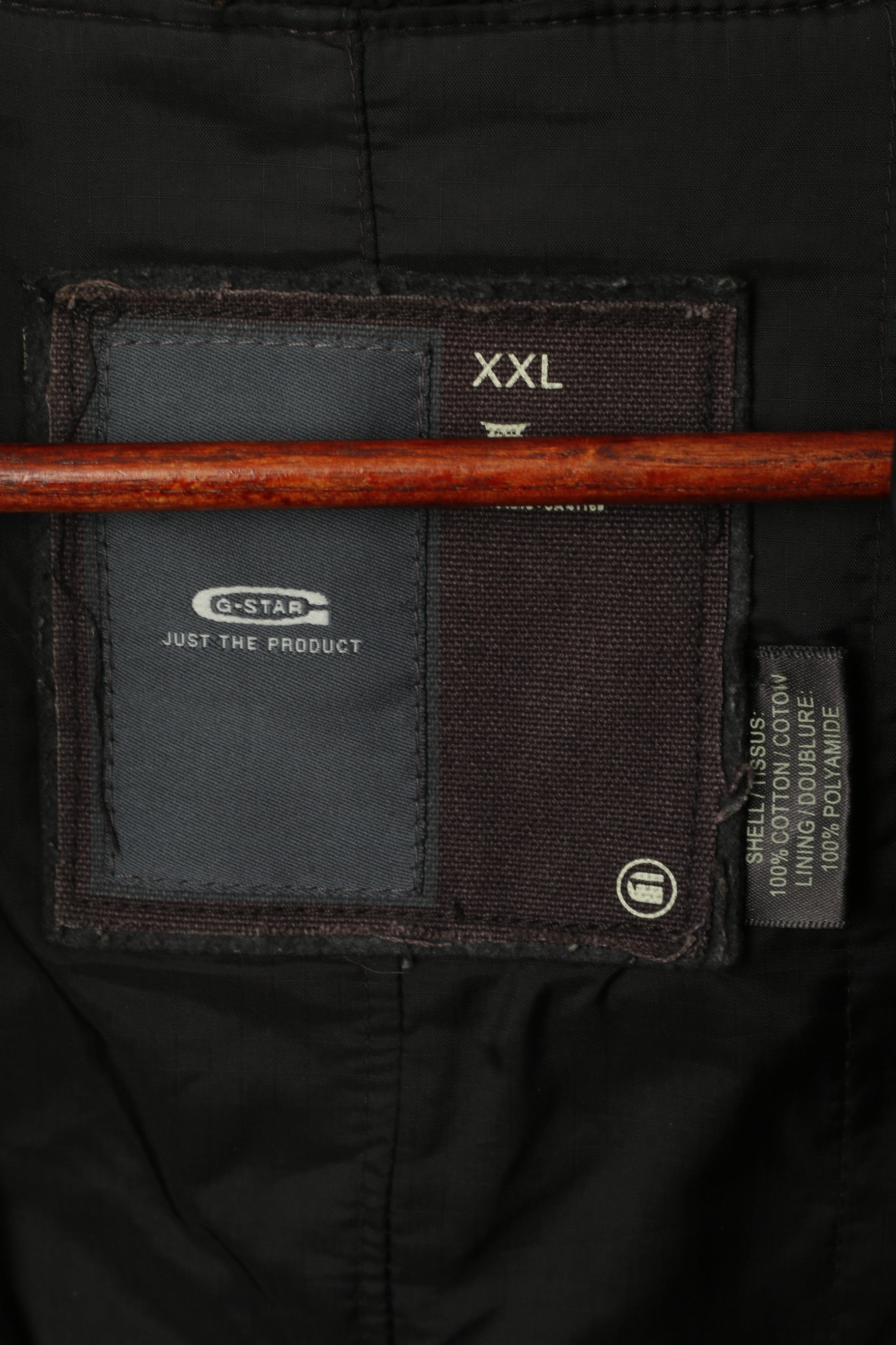 G-STAR RAW Men XXL (XL) Jacket Brown Wax Cotton Hooded Zip Up Astron Parka Top