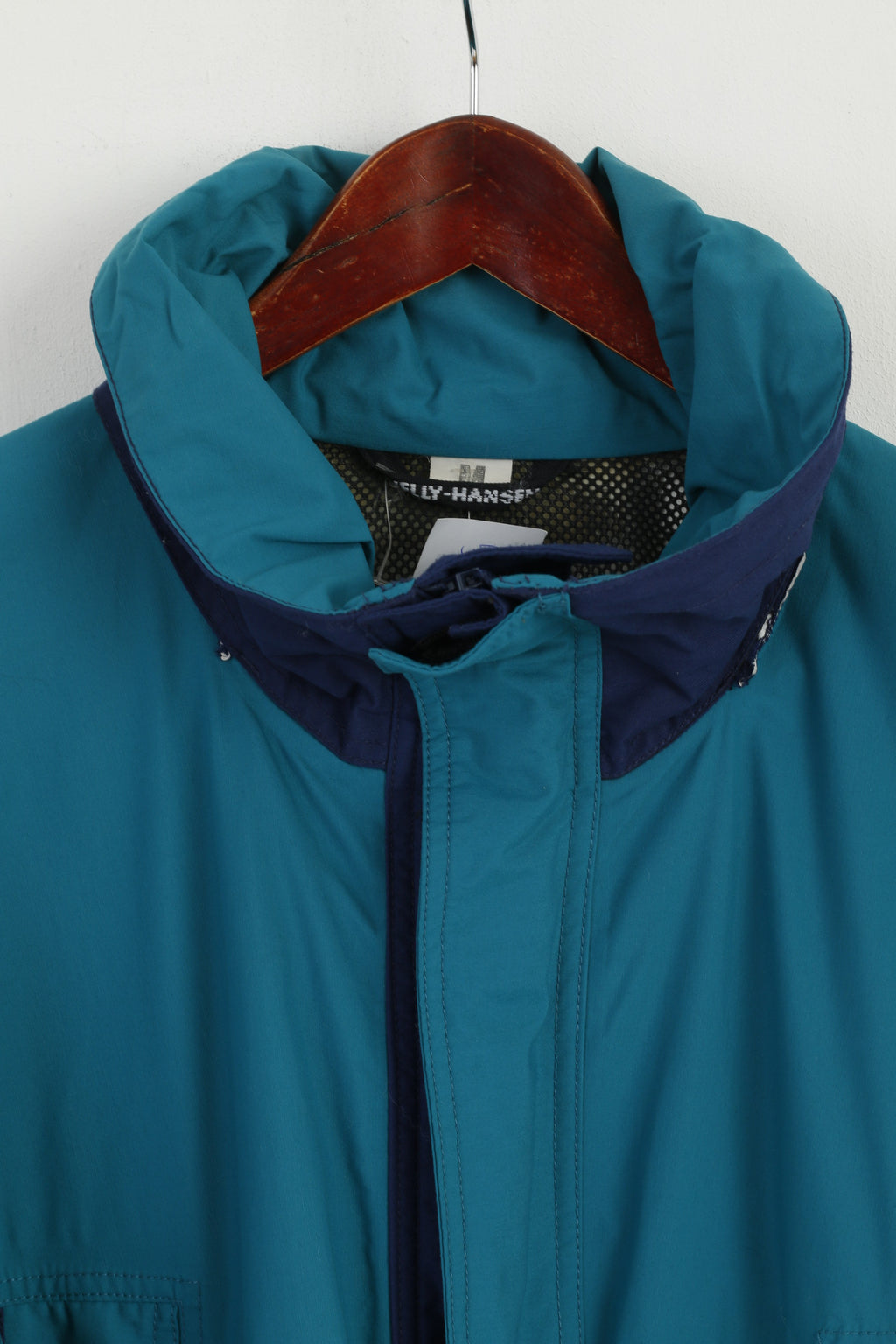 Helly Hansen Men M Jacket Green Navy Waterproof Nylon Full Zipper Outdoor Top