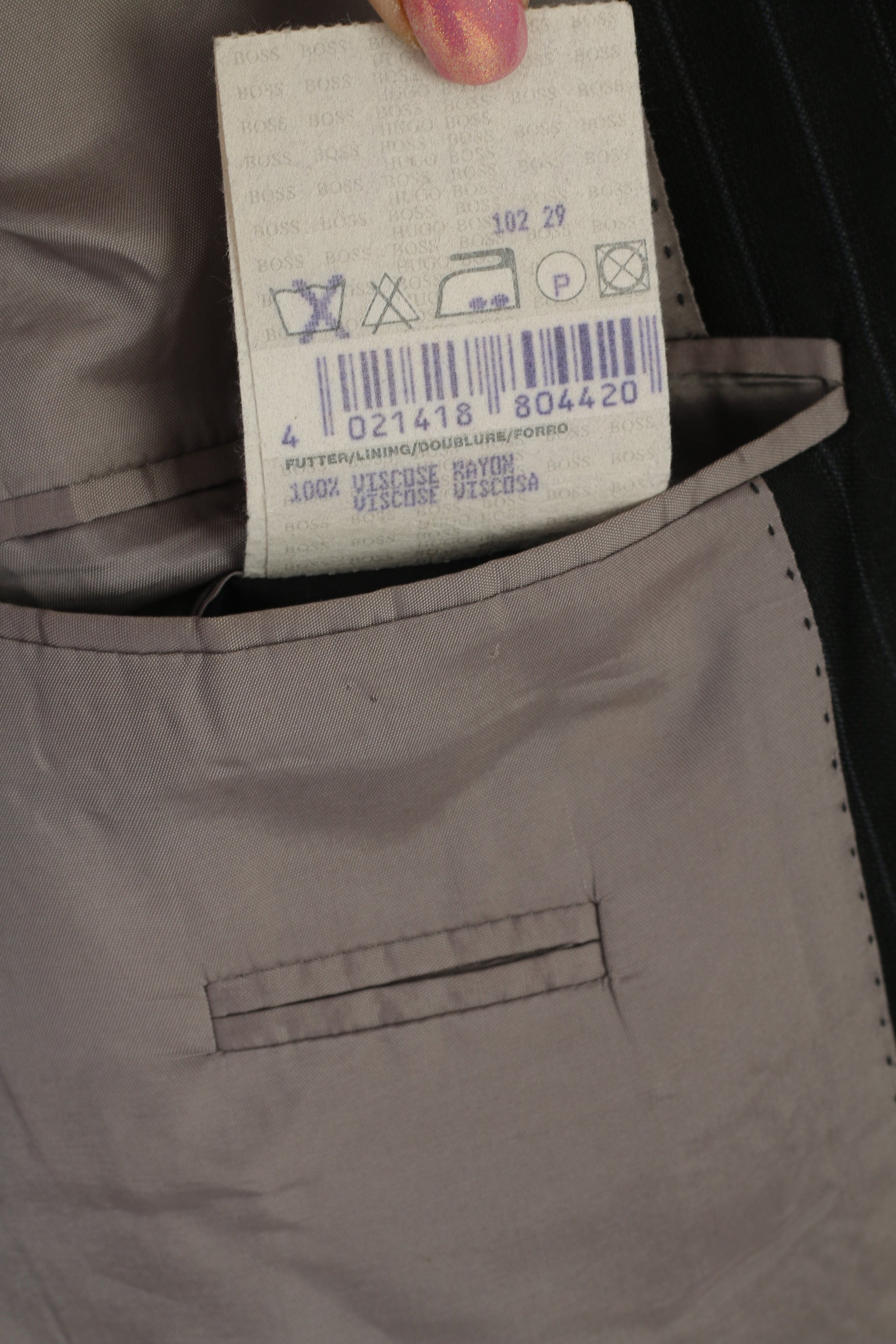 Hugo Boss Men 54 44 Blazer Black Wool Navy Striped Rossellini Single Breasted Jacket