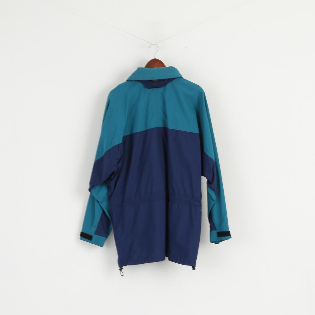 Helly Hansen Men M Jacket Green Navy Waterproof Nylon Full Zipper Outdoor Top