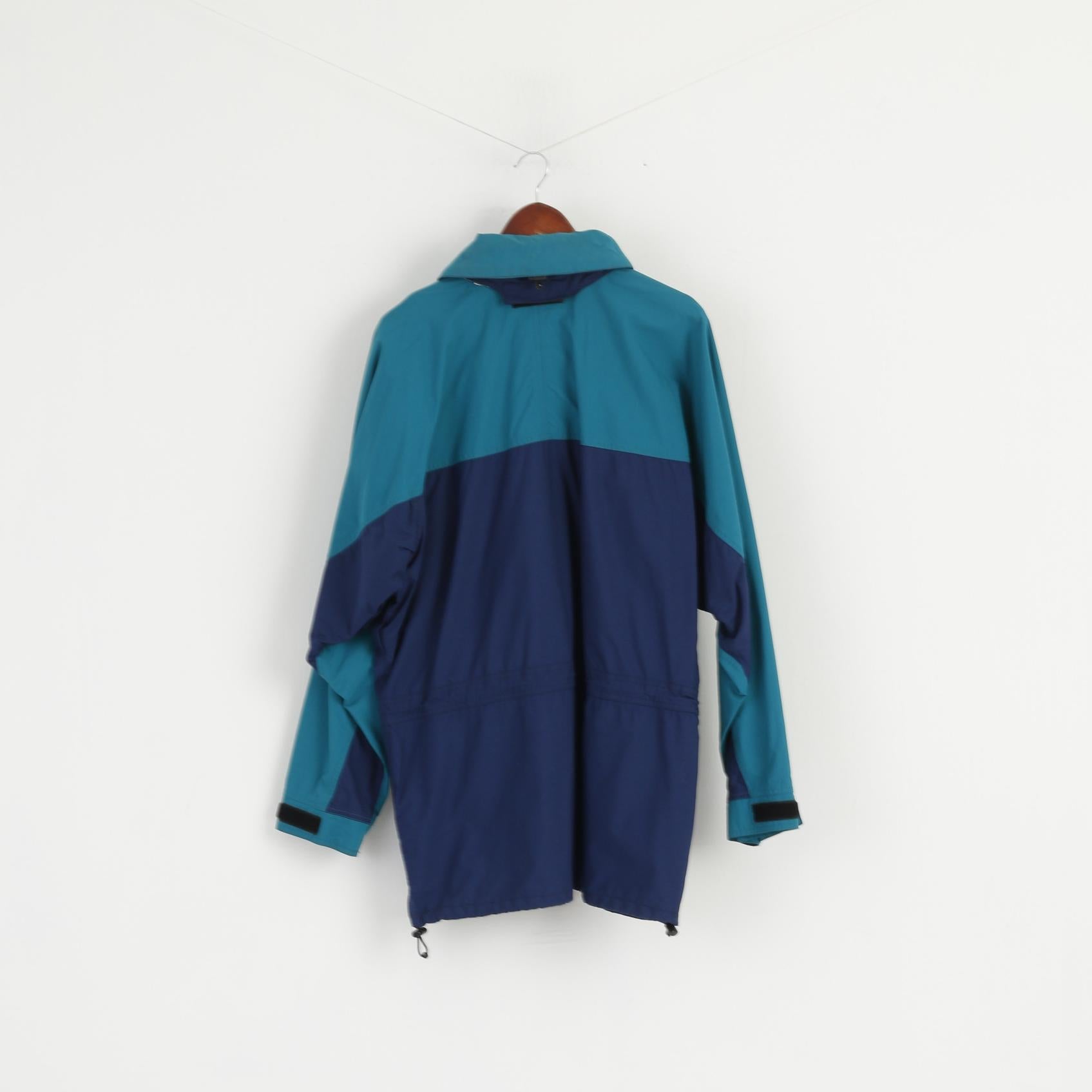 Helly Hansen Men M Jacket Green Navy Waterproof Nylon Full Zipper Outdoor Top