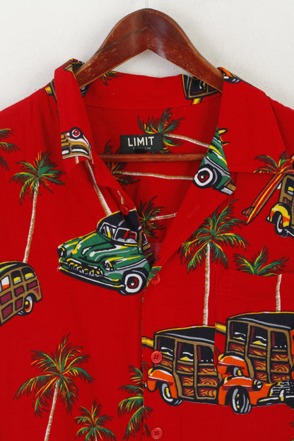 LIMIT Fashion line Men XXL Casual Shirt Red Palms Summer Hawaii Short Sleeve Top