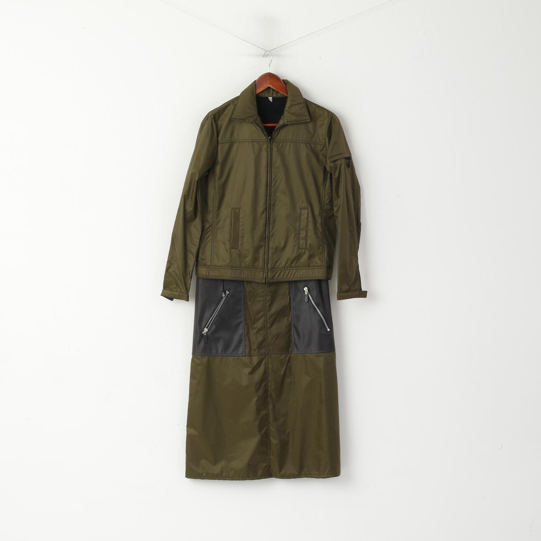 Nienhaus & Lotz  Womens 36 10 S Jacket And Skirt Set Khaki Viscose Nylon Sport