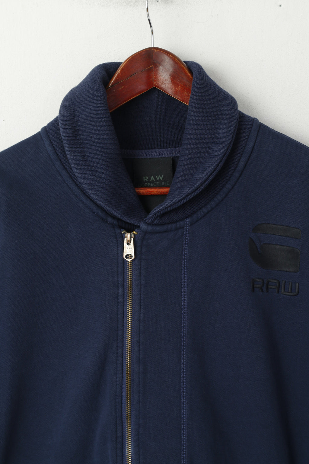 Felpa Raw Correctline di G-Star Men XL (L) Felpa in cotone blu scuro con cerniera intera