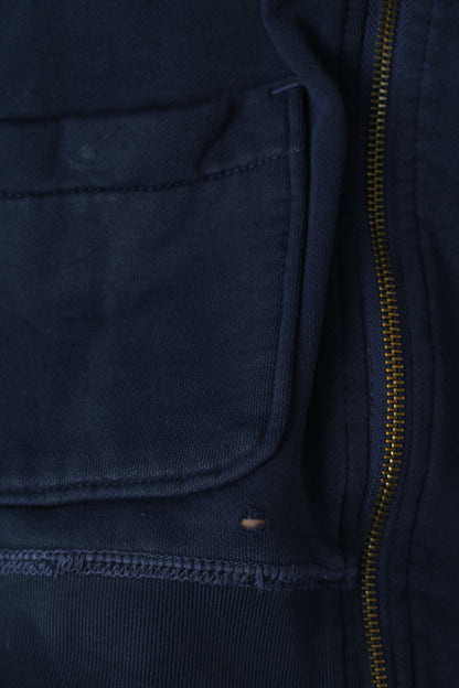 Raw Correctline by G-Star Men XL (L) Sweat-shirt en coton bleu marine avec fermeture éclair complète