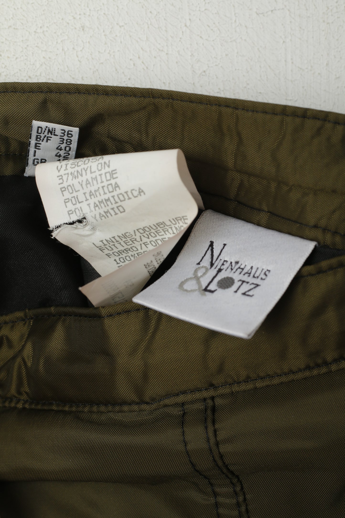 Nienhaus & Lotz  Womens 36 10 S Jacket And Skirt Set Khaki Viscose Nylon Sport