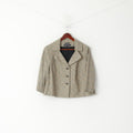 Anne Klein Femmes 8 M Veste Courte À Carreaux Marron Stretch Coton Blazer À Manches 3/4