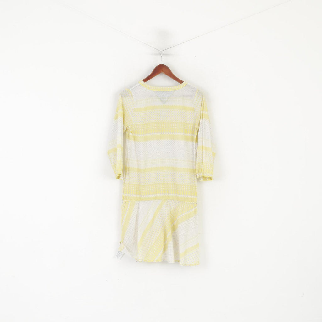 Hilfiger Denim Women S Tunic Yellow Cotton Summer Dots Beach V Neck Boho Shirt