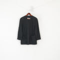 Nana Nanetti Women 12 38 Blazer Black Linen Shoulder Pads Vintage Jacket