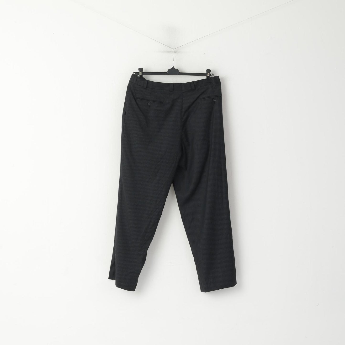 Pantaloni Calvin Klein Uomo 38 Pantaloni da abito eleganti dritti in lana a righe grigio scuro