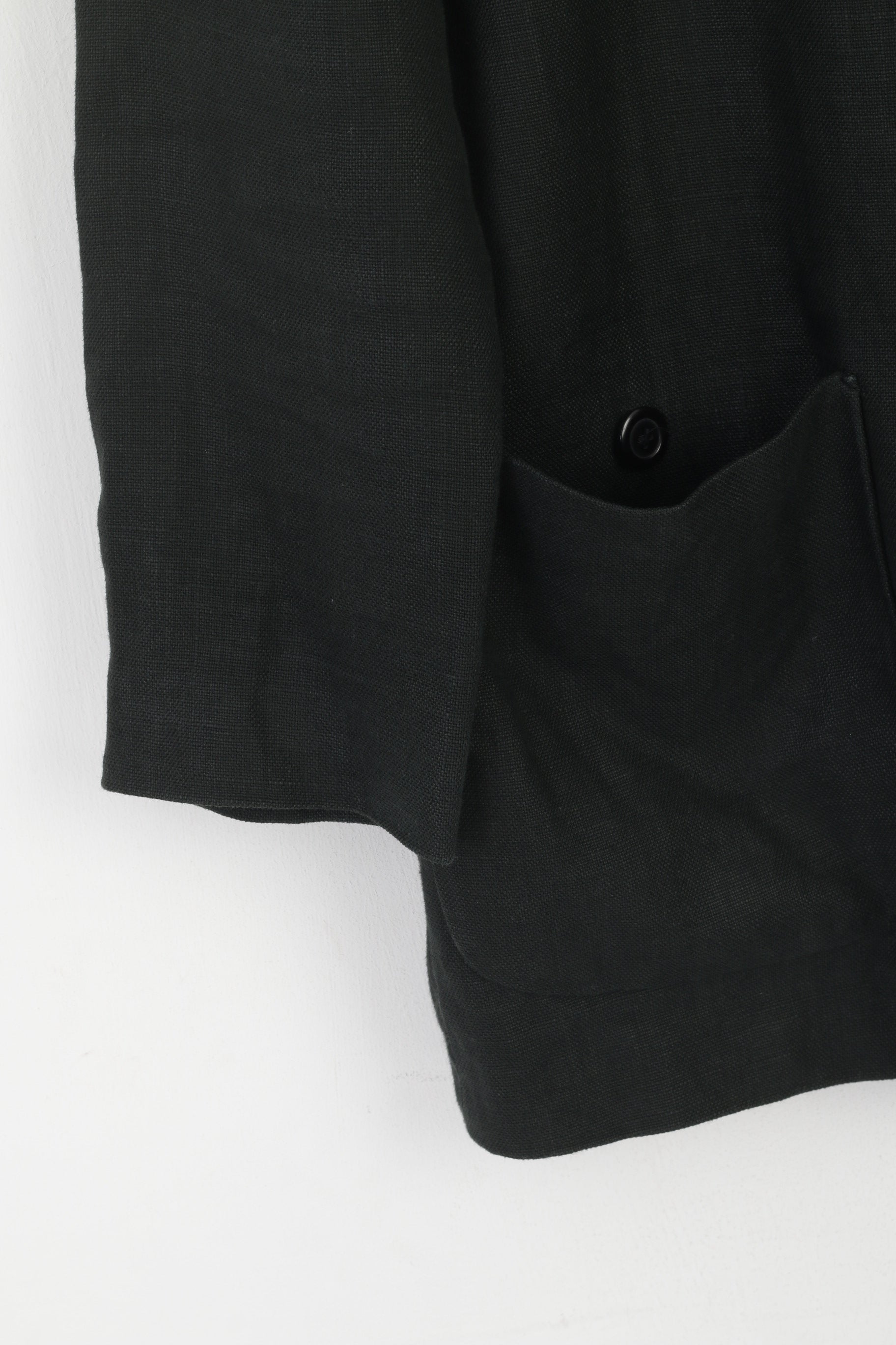 Nana Nanetti Women 12 38 Blazer Black Linen Shoulder Pads Vintage Jacket