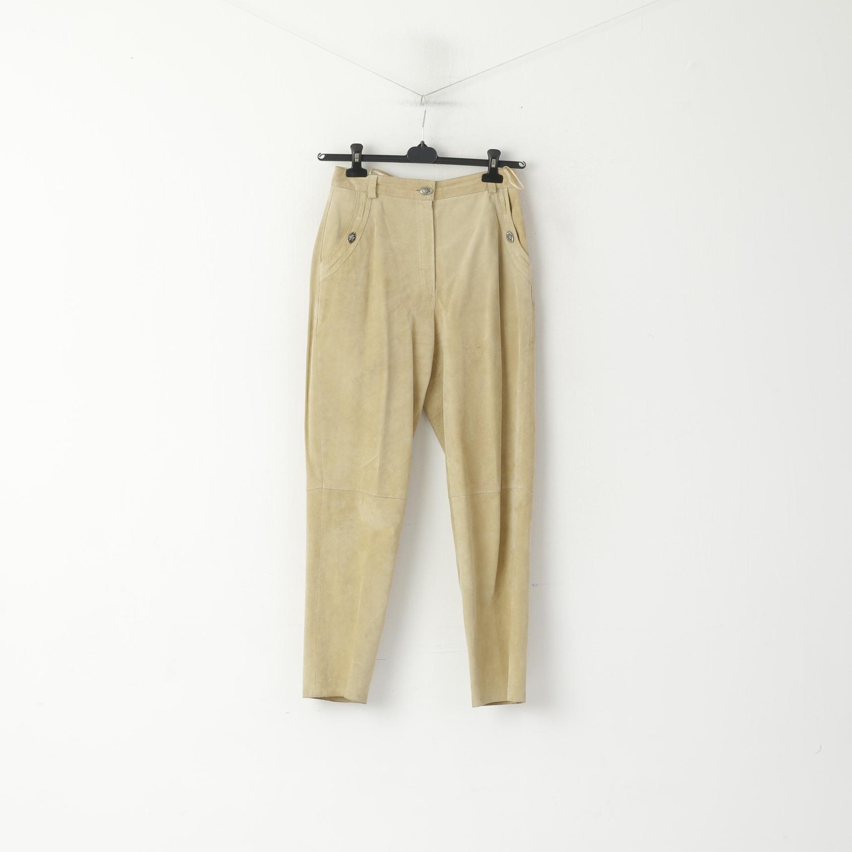 Meico Landhaus Donna 42 M Pantaloni in pelle Pantaloni tirolesi vintage in pelle scamosciata beige
