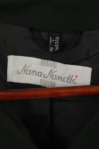 Nana Nanetti Women 12 38 Blazer Black Linen Shoulder Pads Vintage Jacket