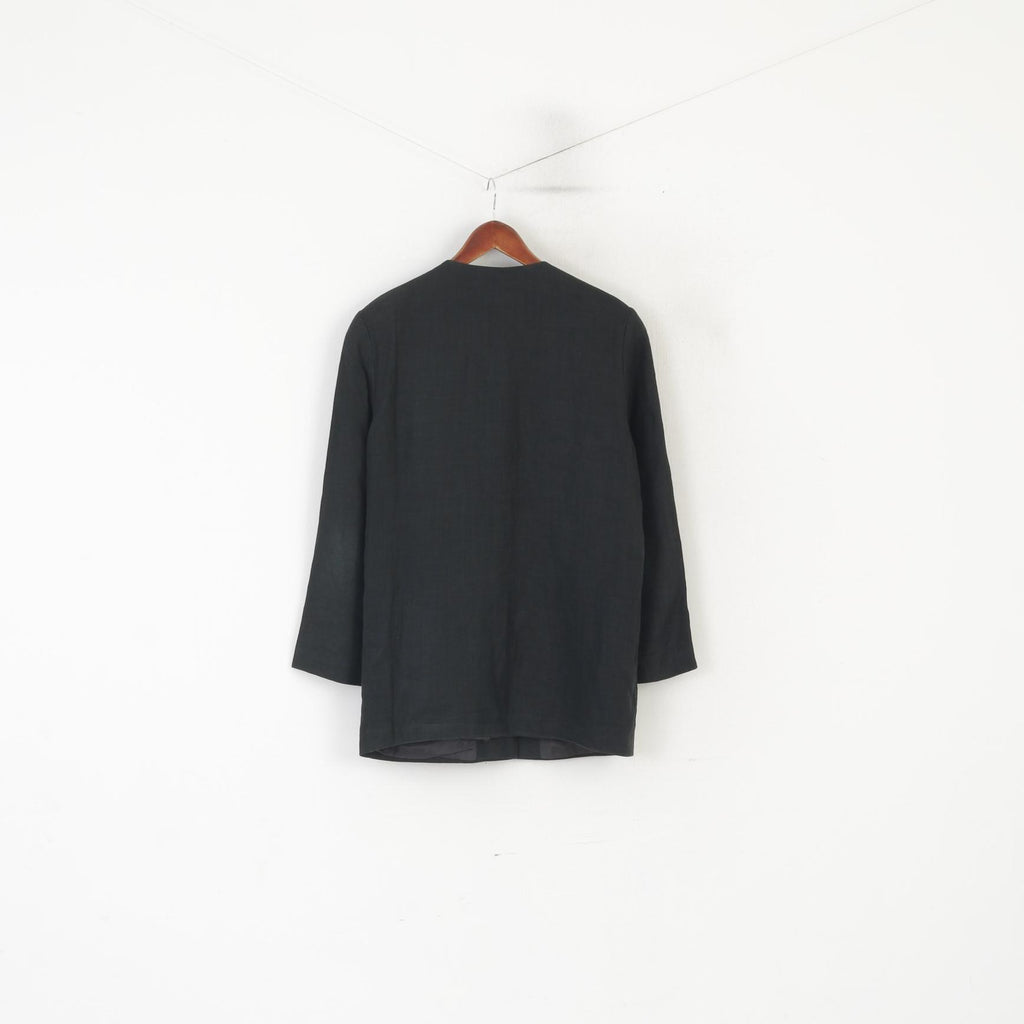 Nana Nanetti Giacca vintage da donna 12 38 Blazer con spalline in lino nero