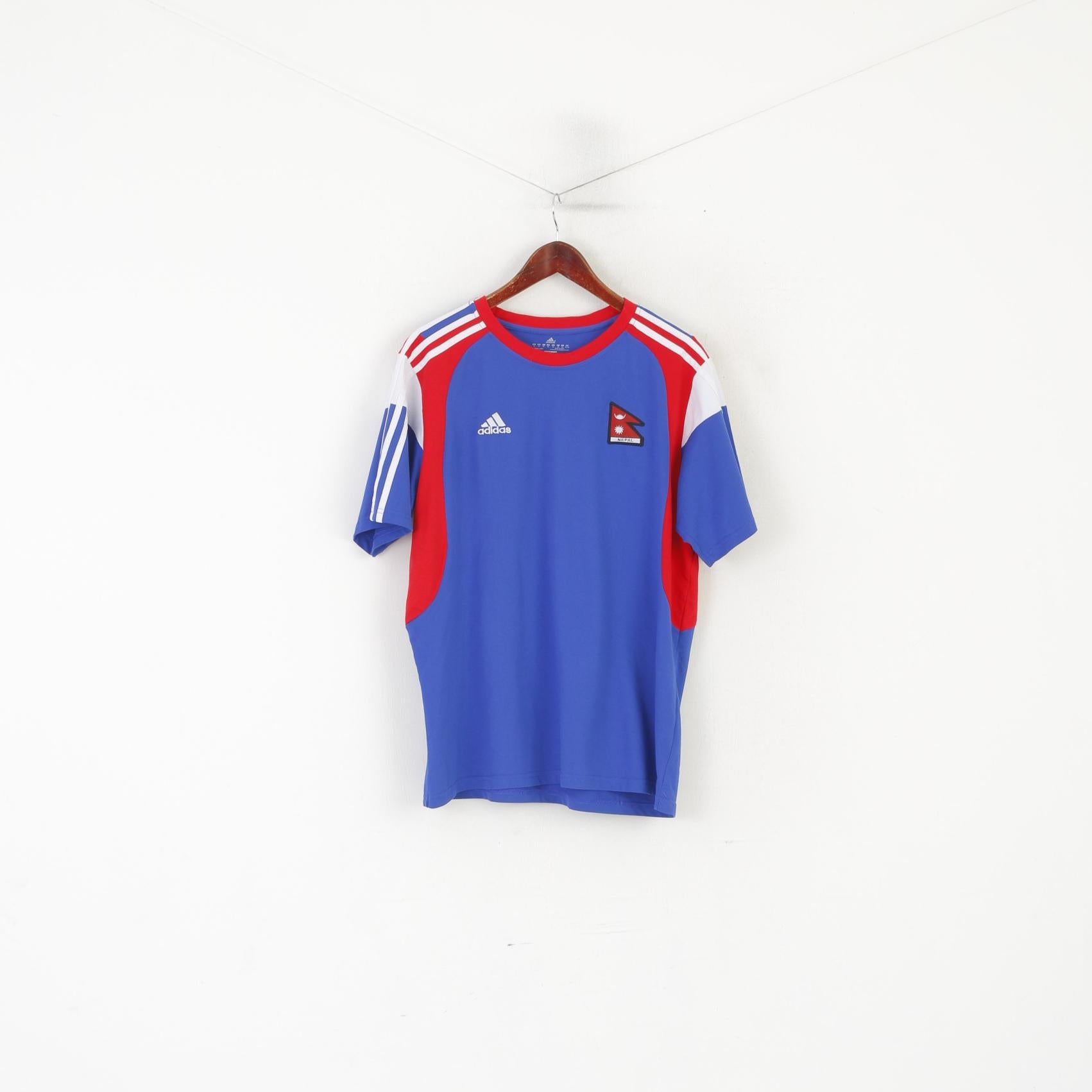 Adidas Men XL Shirt Blue Nepal National Team Football Jersey Climacool Top