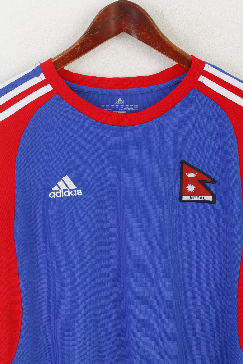 Adidas Men XL Shirt Blue Nepal National Team Football Jersey Climacool Top