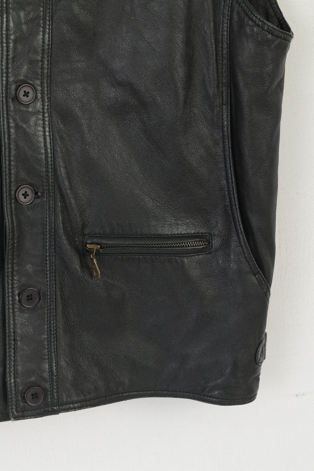 Engbers Men 56 XL Waistcoat Black Soft Leather Casual Wear Pockets Western Vest