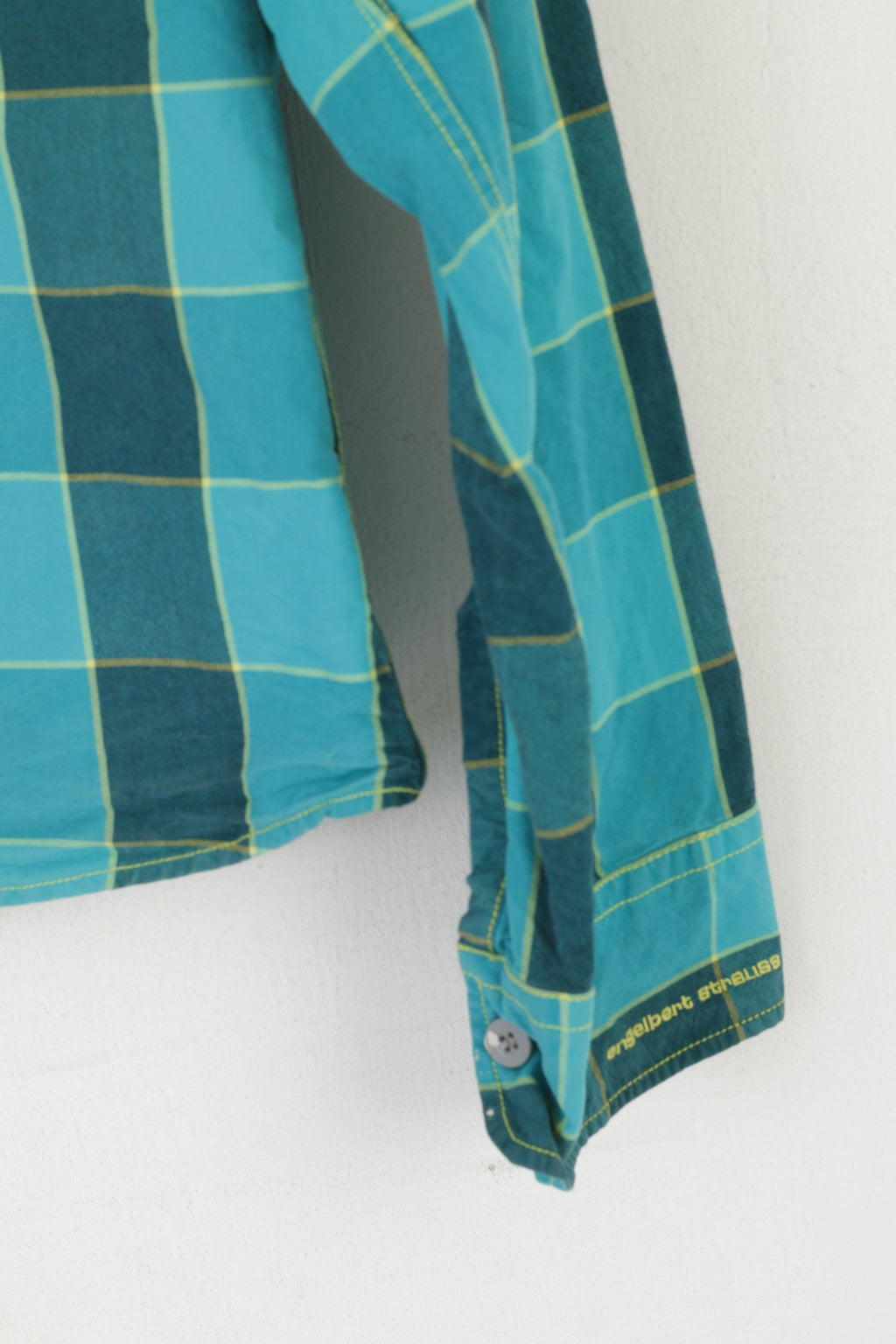 Engelbert Strauss Men M Casual Shirt Green Cotton Check Hooded Sport Top