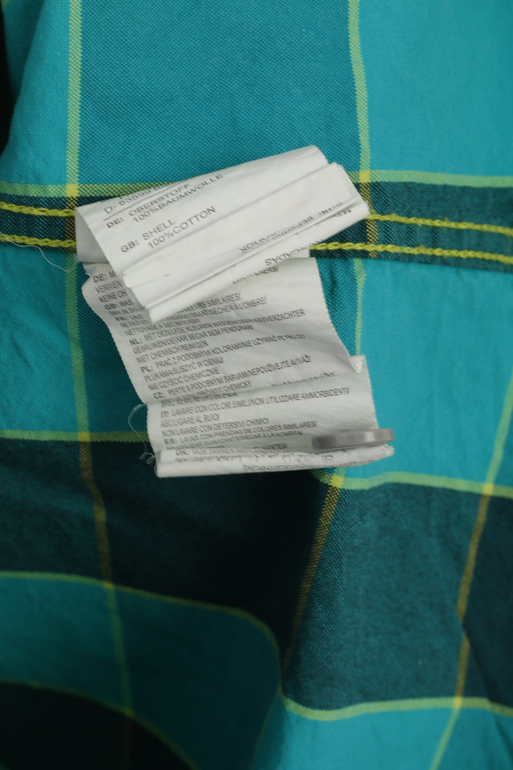 Engelbert Strauss Men M Casual Shirt Green Cotton Check Hooded Sport Top