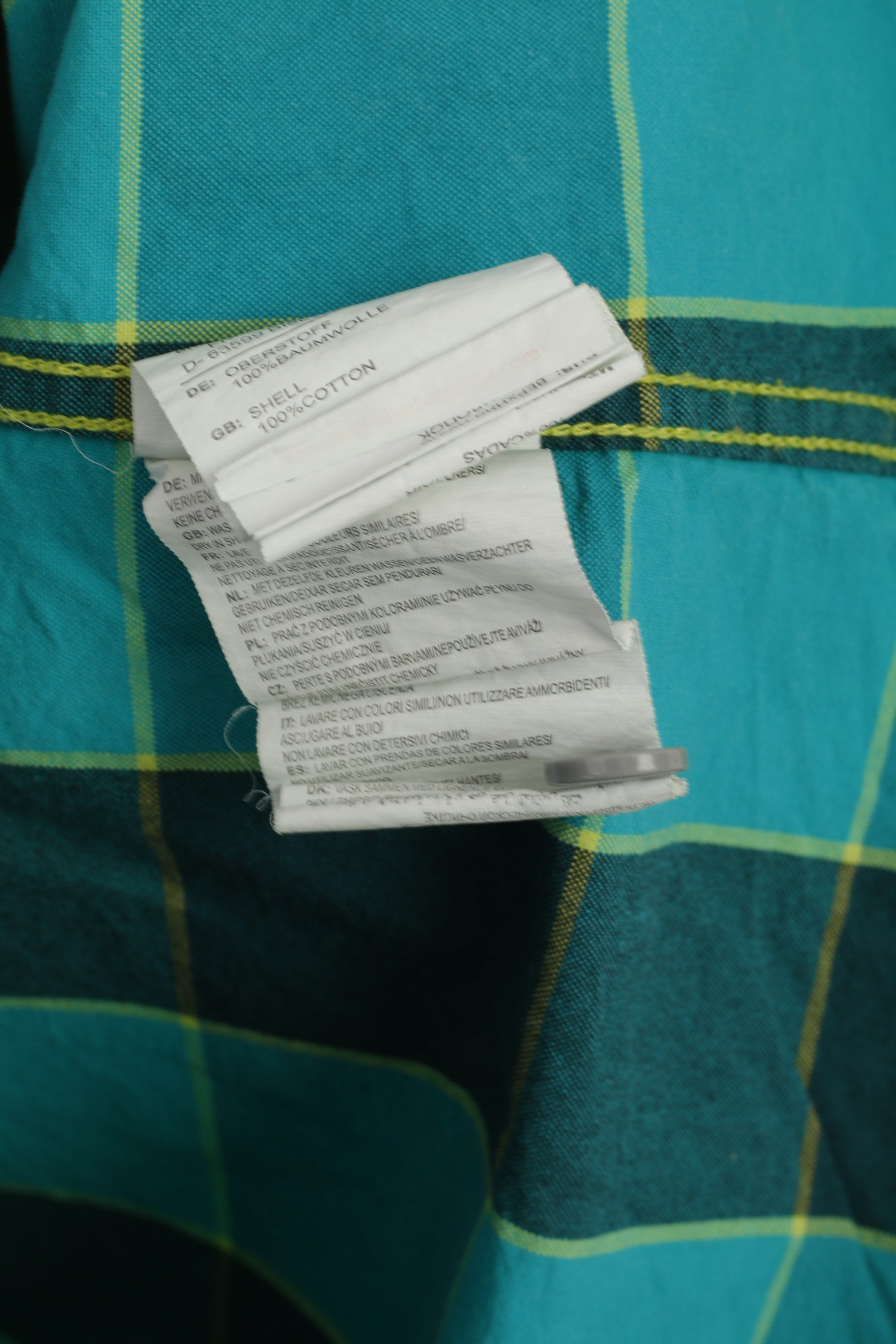 Engelbert Strauss Men M Casual Shirt Green Cotton Check Hooded Sport Top