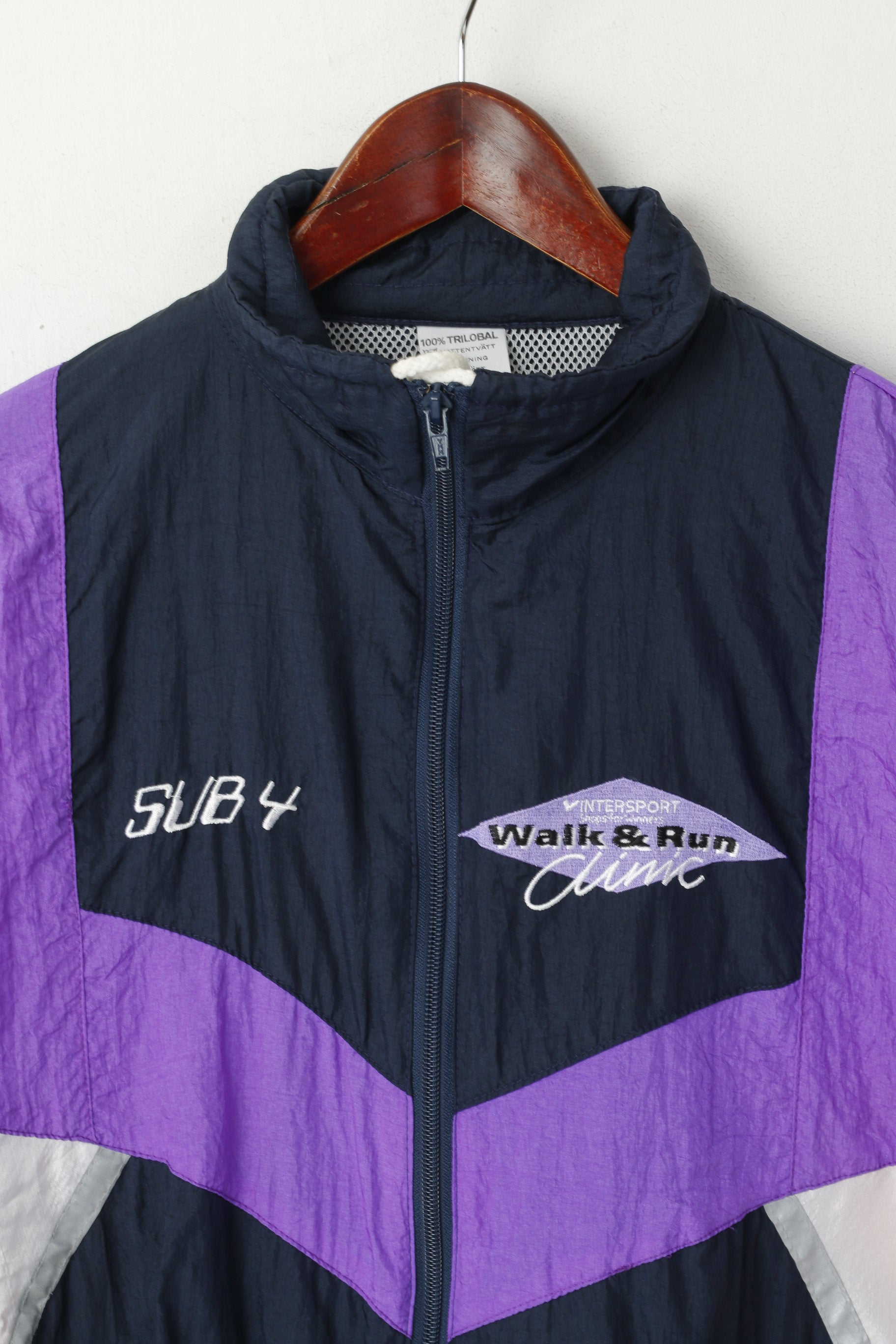 Giacca SUB 4 da uomo, blu scuro, vintage, riflettente, trilobato, Walk &amp; Run, top sportivo vecchia scuola