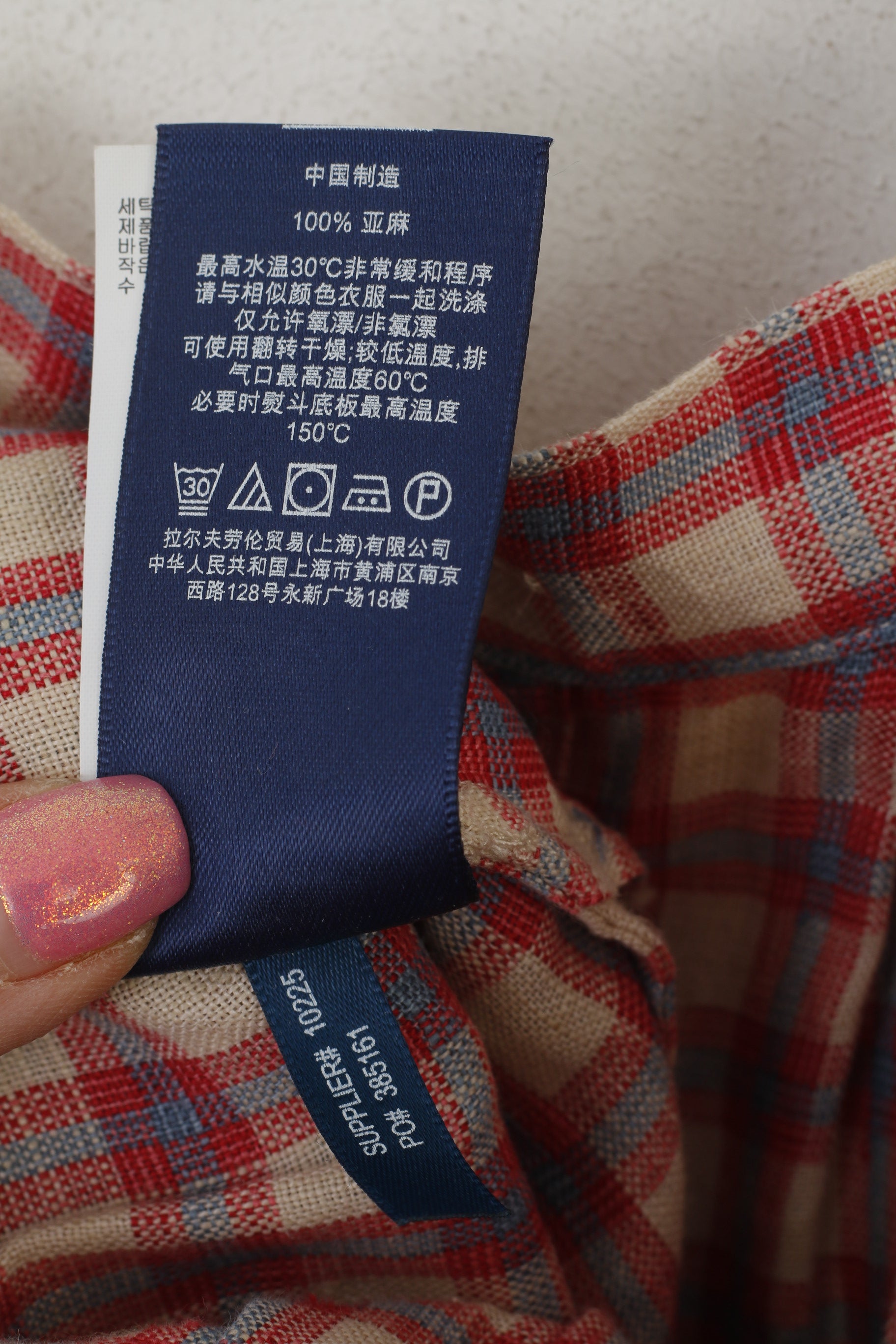 Ralph Lauren Femme 6 S Mini Jupe Beige Rouge Carreaux 100% Lin Boutonné