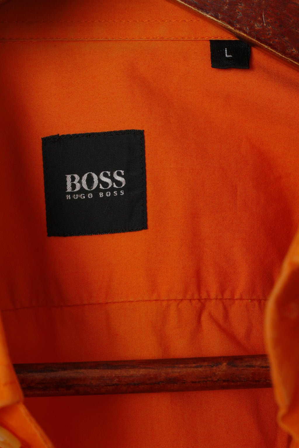 Hugo Boss Men L Casual Shirt Orange Cotton Detailed BUttons Long Sleeve Top