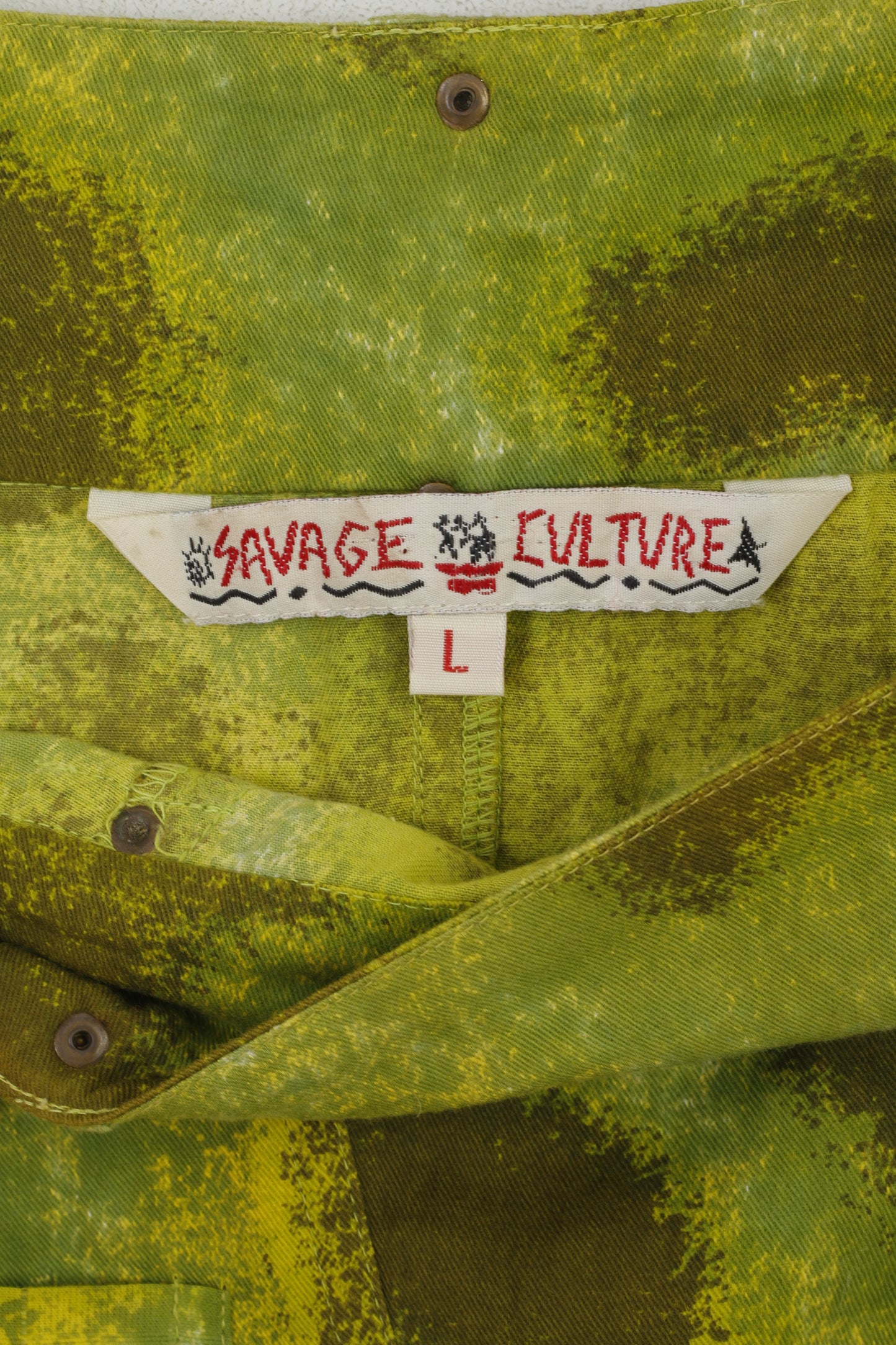 Savage Culture Femmes L Jupe Vert Coton Asymétrique Inde Boho Brodé