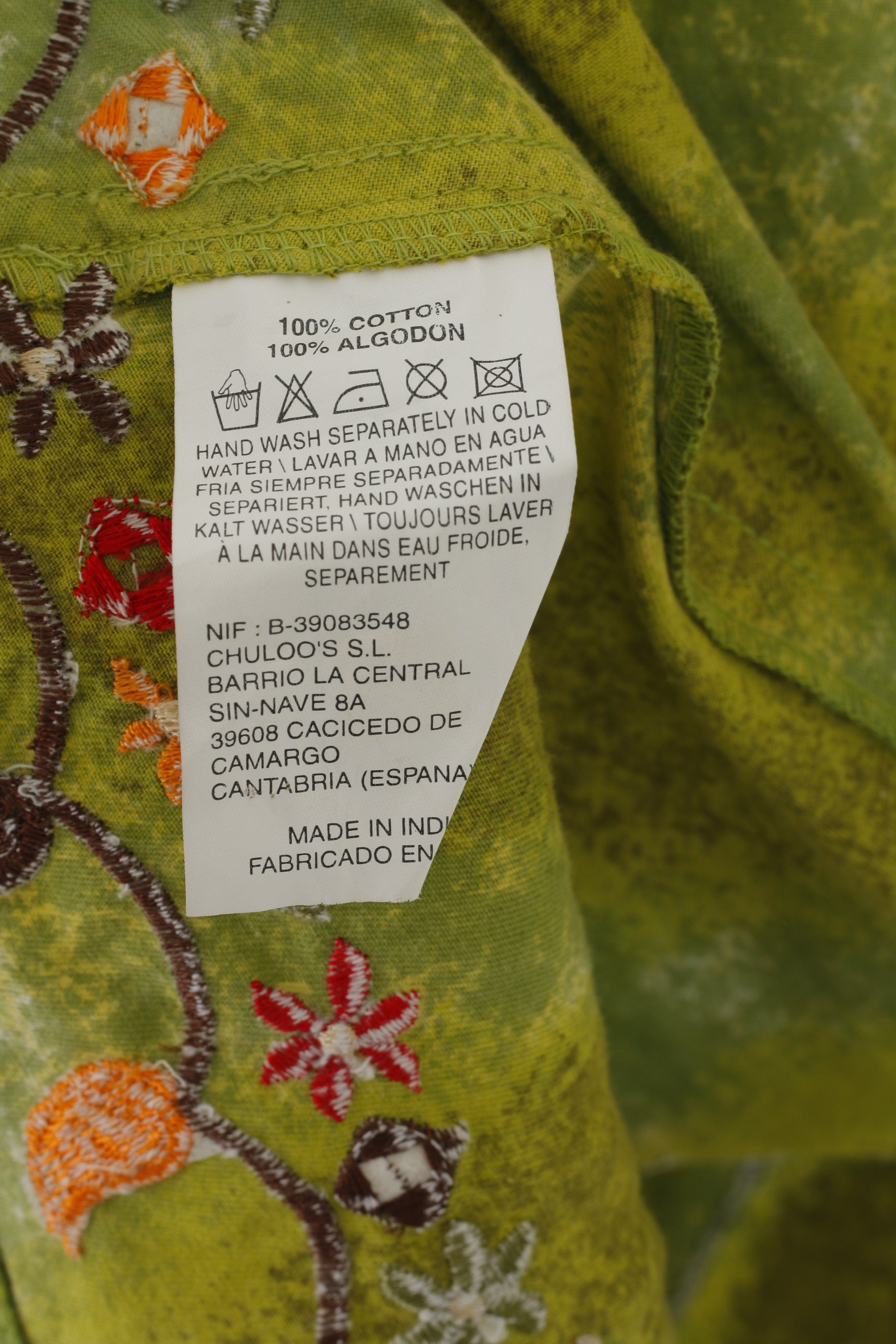 Savage Culture Femmes L Jupe Vert Coton Asymétrique Inde Boho Brodé