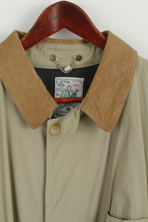 Barrows &amp; Sons Hommes L Trench Coat Vert Clair Coton Italie Ceinturé Gentelman's Outfitter's Mac