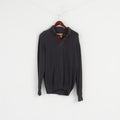 Marlboro Classics Men XL (L) Jumper Navy Cotton Collared MCS Italy Patches Sweater