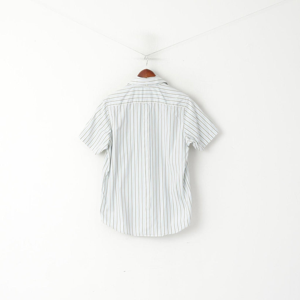 Ben Sherman Men M Casual Shirt White Striped Cotton Detailed Buttons Top
