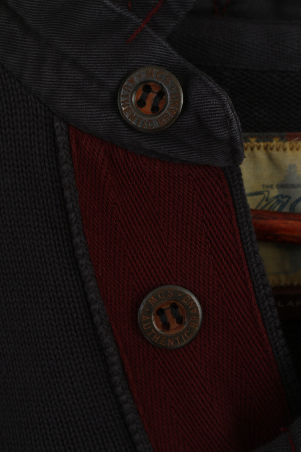 Marlboro Classics Uomo XL (L) Maglione con colletto in cotone blu scuro MCS Italy Maglione con toppe