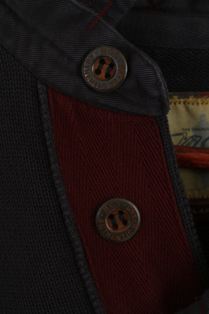 Marlboro Classics Men XL (L) Jumper Navy Cotton Collared MCS Italy Patches Sweater