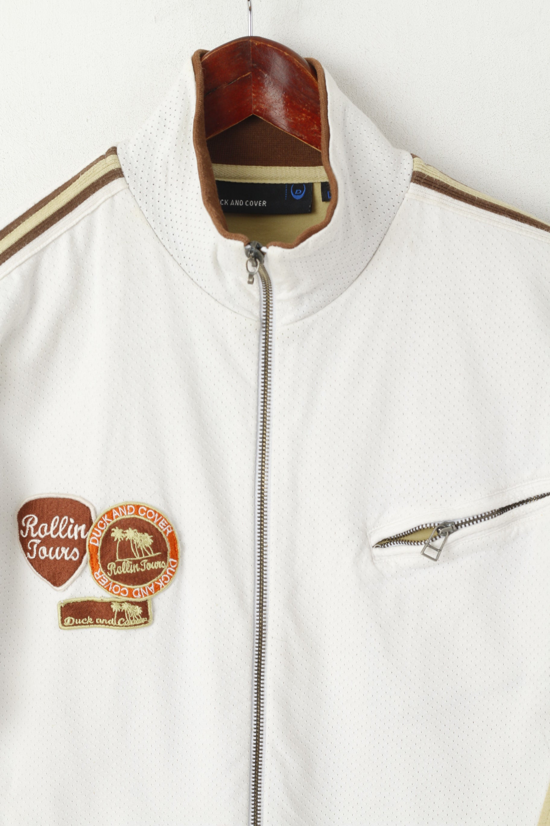 Duck And Cover Men L (S) Sweatshirt Beige Vintage Cotton Rollin Tours Top