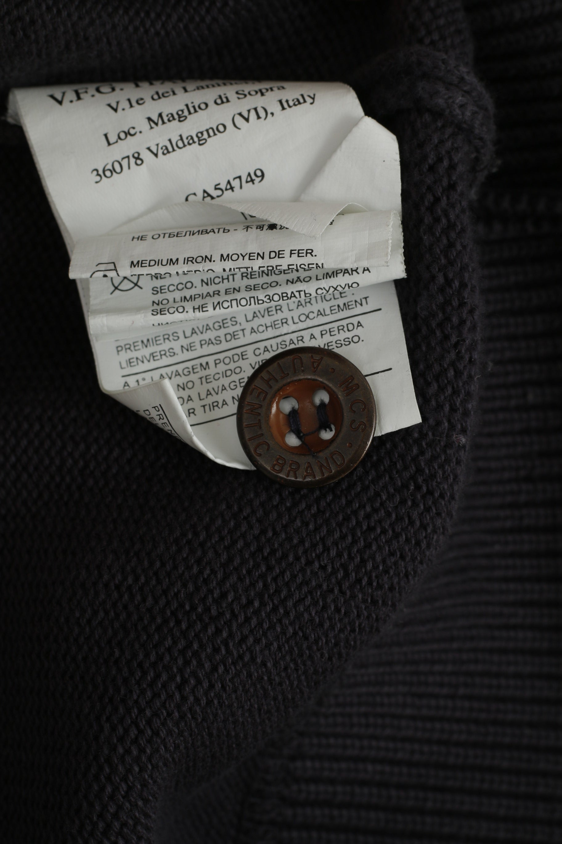 Marlboro Classics Uomo XL (L) Maglione con colletto in cotone blu scuro MCS Italy Maglione con toppe