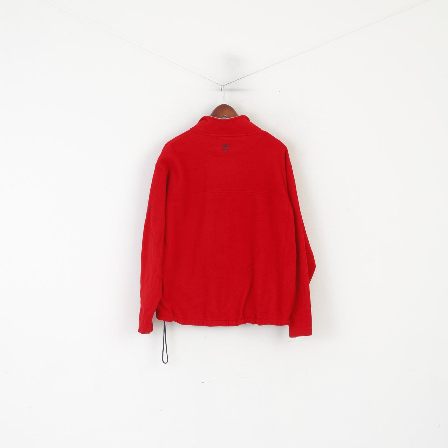 Timberland Men L Fleece Top Rouge Vintage Extérieur Poches Zippées Sweat