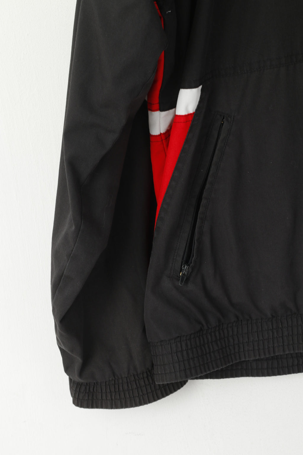 Erima Men 40/42 M Jacket Red Black Vintage Sportswear Cotton Full Zip Track Top