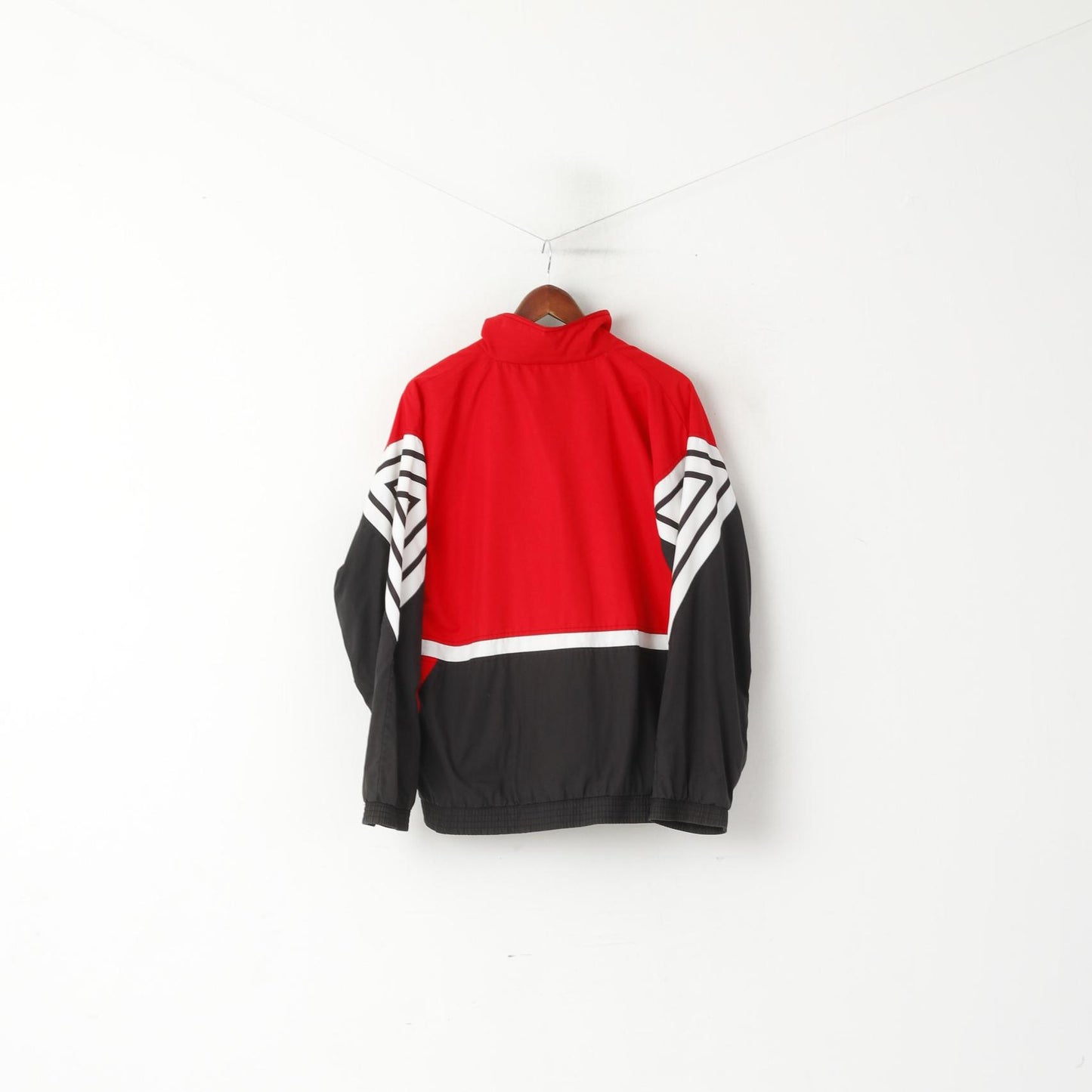 Erima Men 40/42 M Jacket Red Black Vintage Sportswear Cotton Full Zip Track Top