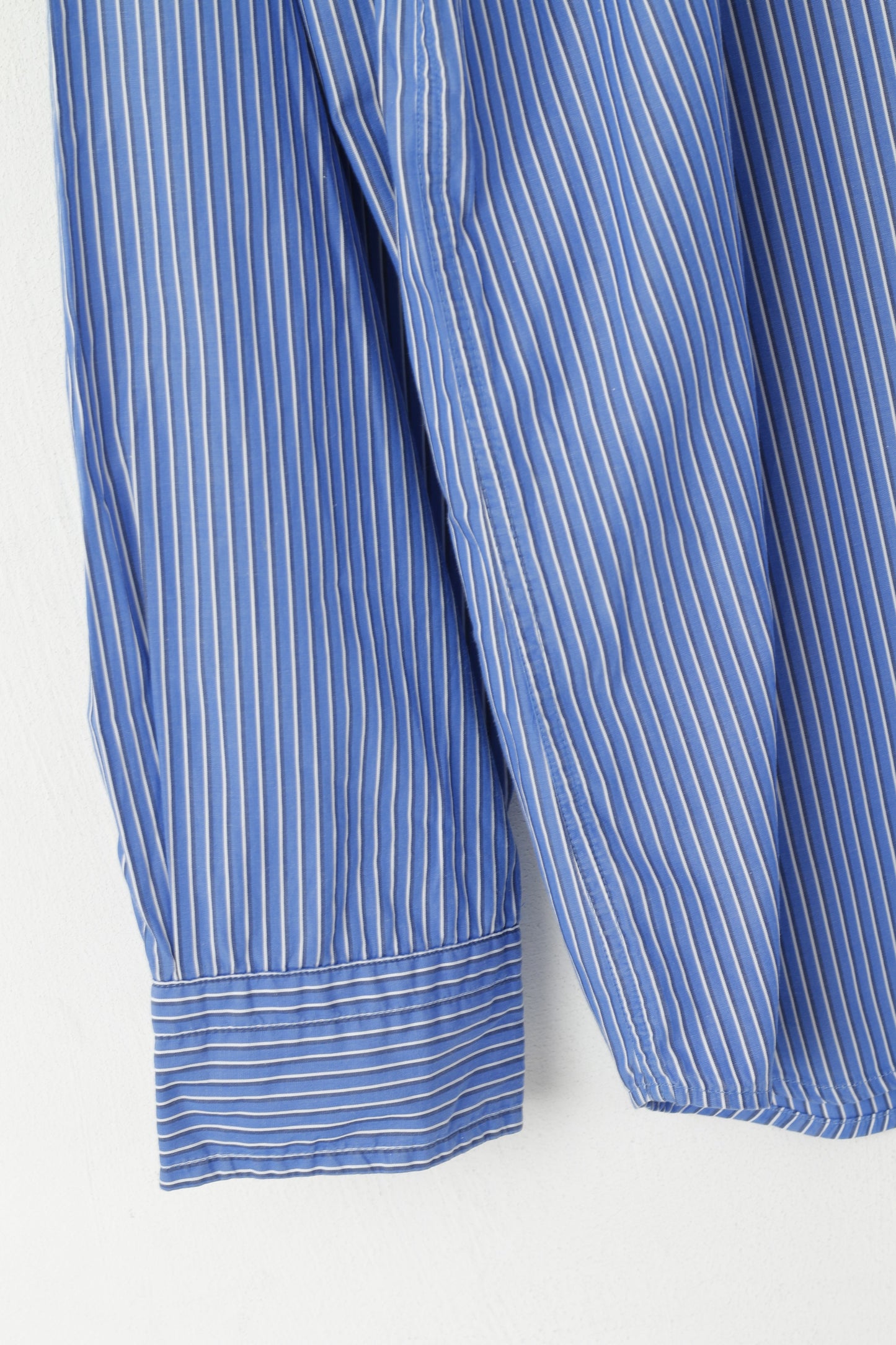 Gant Men L Casual Shirt Blue Striped Coton Epire Poplin Long Sleeve Regular Top