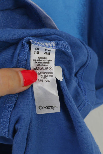 George Women 18 46 XL Camicia in cotone blu Coca Cola Winter Bear Top sportivo