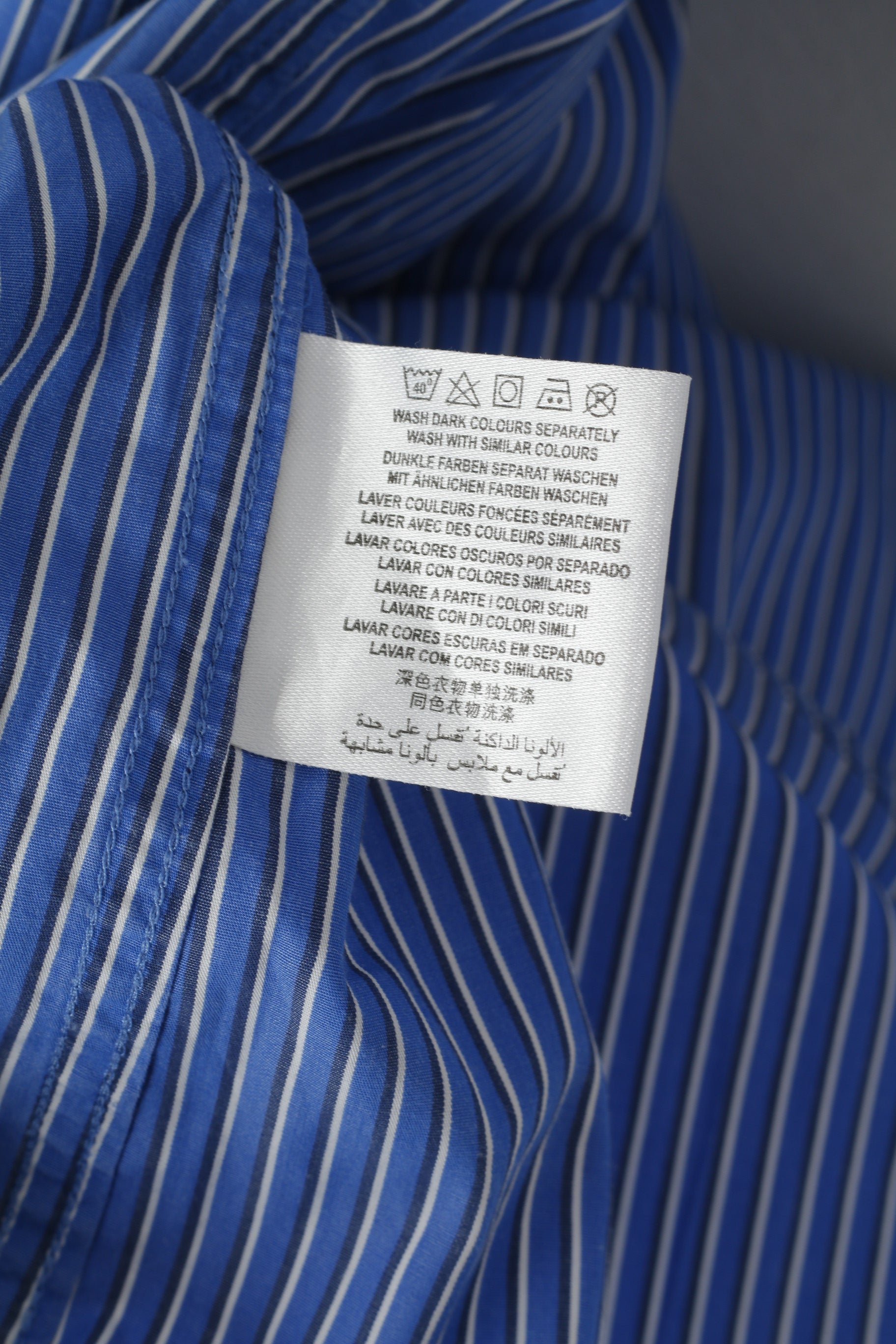 Gant Men L Casual Shirt Blue Striped Coton Epire Poplin Long Sleeve Regular Top