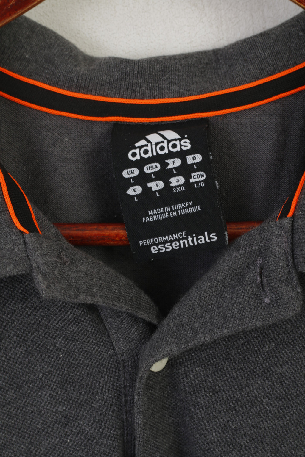 Adidas Men L Polo Shirt Gray Cotton Climalite Sportswear Classic Performance Top